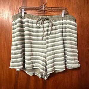 Green Striped Athletic Shorts